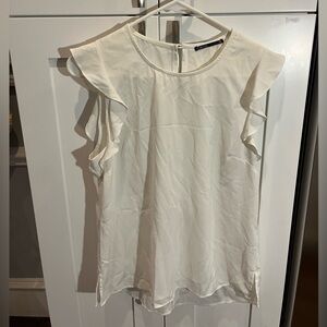 Off white chiffon tank with sleeve frills US 2 (AU 8)